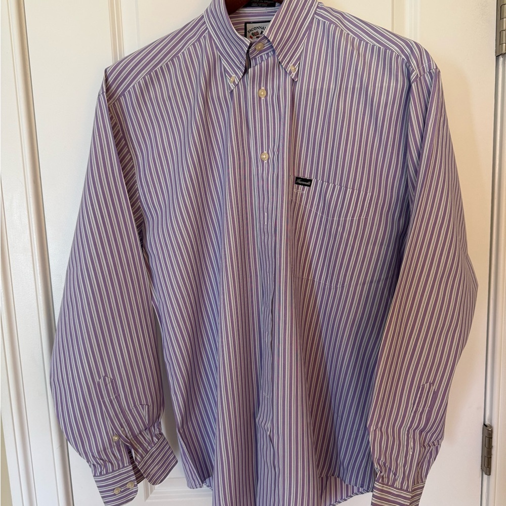 Faconnable Purple and White Casual Button Down Shirt